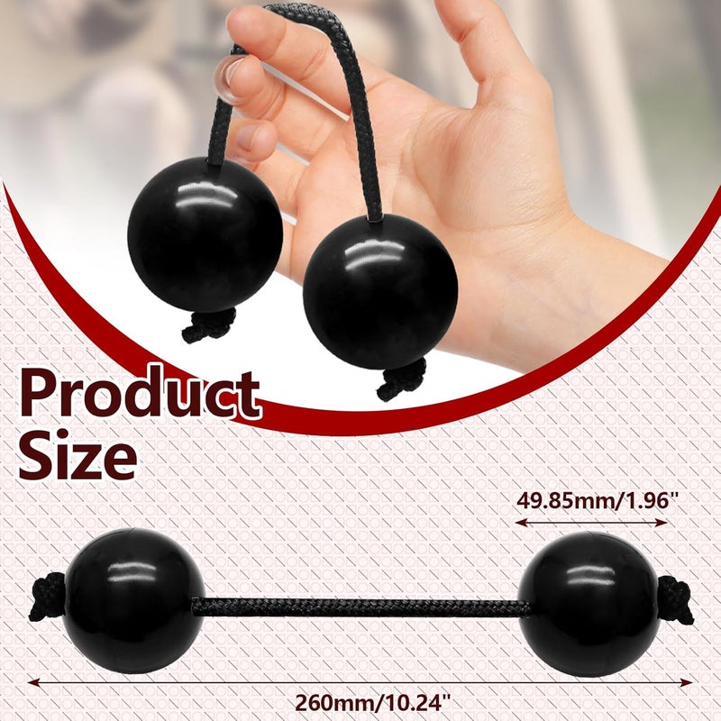 Jersvimc 2 Pair Aslatua Shakers Kashaka Shaker Instrument, African Rhythmic Ball Hand Percussion Musical Black Shaker Balls for Adults - Image 3